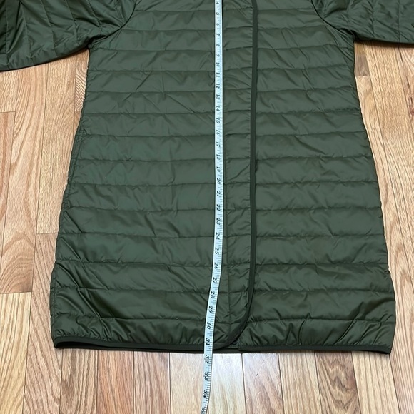 Nike Primaloft Quilted Collarless Long Jacket Olive Green Womens Size Medium - Picture 4 of 5